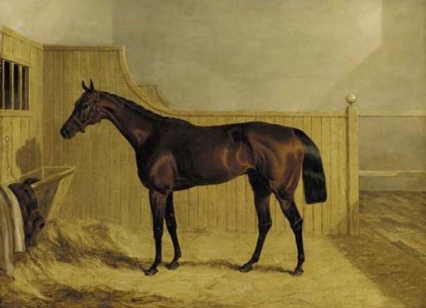 WikiOO.org - Encyclopedia of Fine Arts - Maalaus, taideteos John Frederick Herring Senior - Mr Ridsdale's Bloomsbury, winner of the 1839 Derby, in a stable