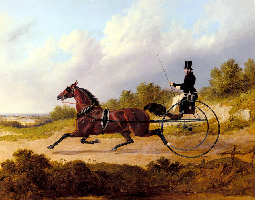 Wikioo.org - The Encyclopedia of Fine Arts - Painting, Artwork by John Frederick Herring Senior - The Famous Trotter Confidence Drawing A Gig