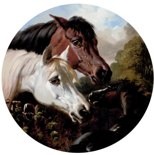 Wikioo.org - The Encyclopedia of Fine Arts - Painting, Artwork by John Frederick Herring Senior - Two Horses with a Foal, by a Fence
