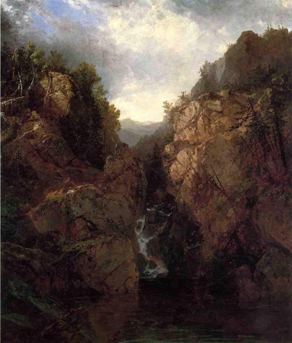 Wikioo.org - The Encyclopedia of Fine Arts - Painting, Artwork by John Frederick Kensett - A Woodland Waterfall