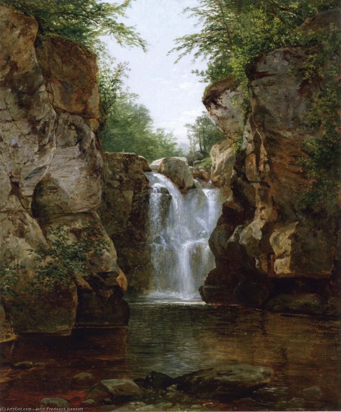 Wikioo.org - The Encyclopedia of Fine Arts - Painting, Artwork by John Frederick Kensett - Bash Bish Falls 2