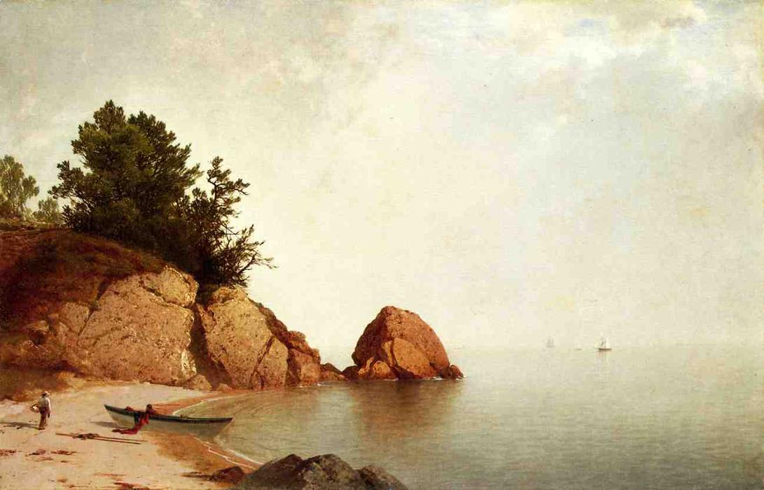 Wikioo.org - The Encyclopedia of Fine Arts - Painting, Artwork by John Frederick Kensett - Beach at Newport 1