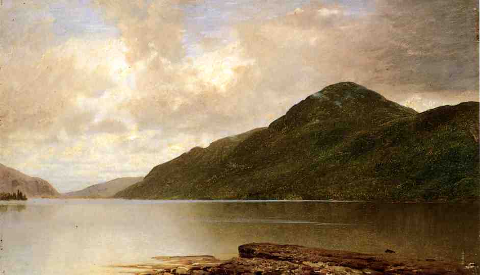 Wikioo.org – La Enciclopedia de las Bellas Artes - Pintura, Obras de arte de John Frederick Kensett - negro montaña Lago  Jorge