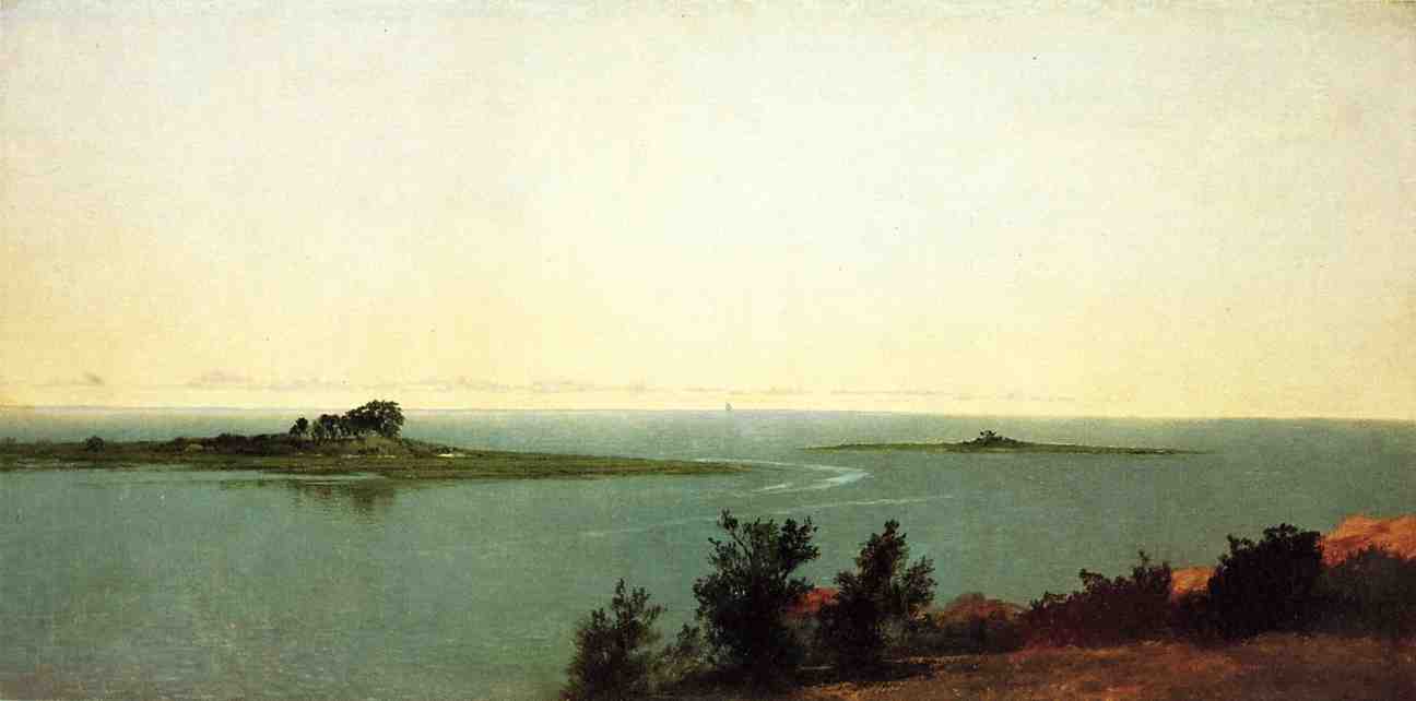 Wikioo.org - The Encyclopedia of Fine Arts - Painting, Artwork by John Frederick Kensett - Fish Island from Kensetts Studio on Contentment Island