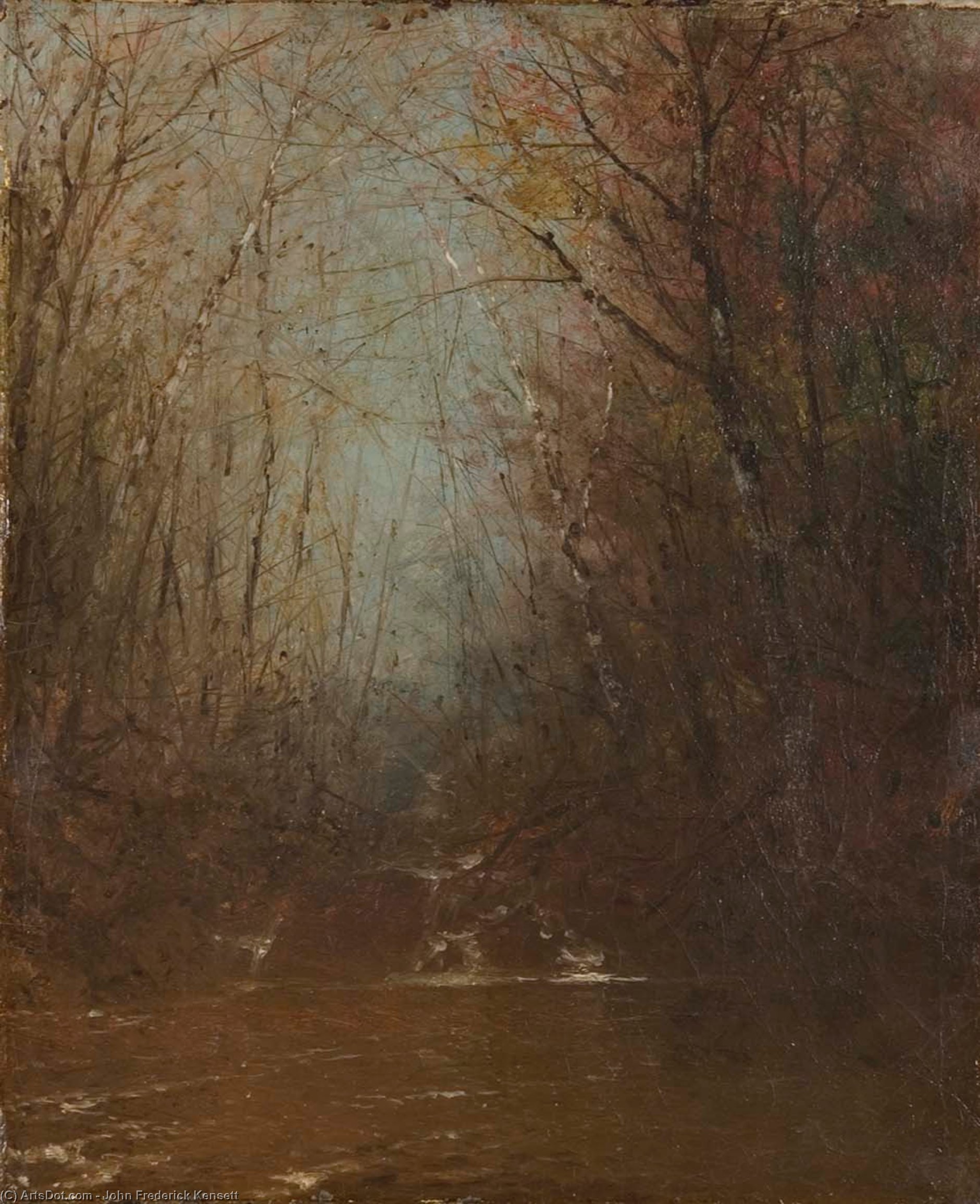 Wikioo.org - The Encyclopedia of Fine Arts - Painting, Artwork by John Frederick Kensett - Forest Interior with Stream