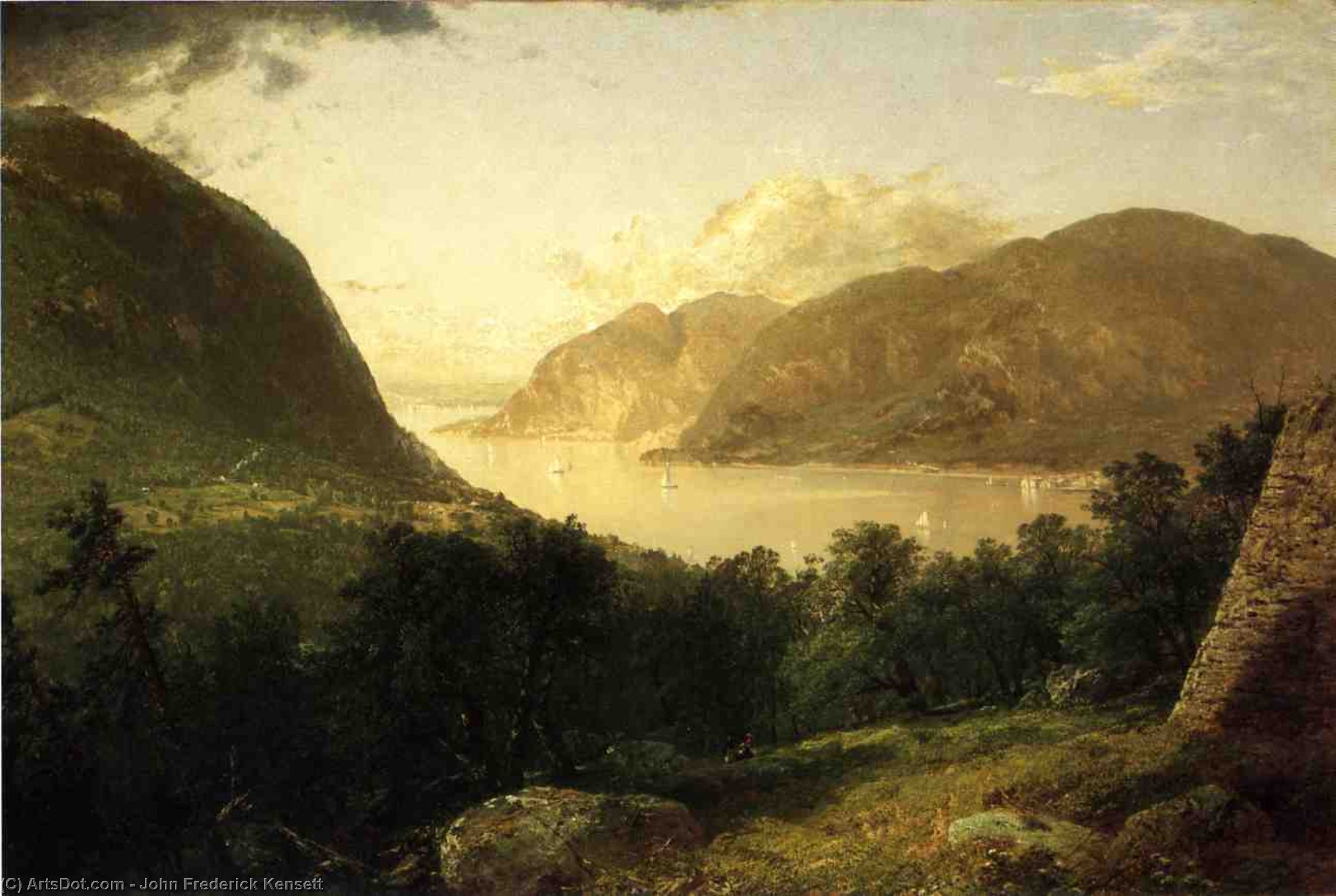 Wikioo.org - The Encyclopedia of Fine Arts - Painting, Artwork by John Frederick Kensett - Hudson River Scene