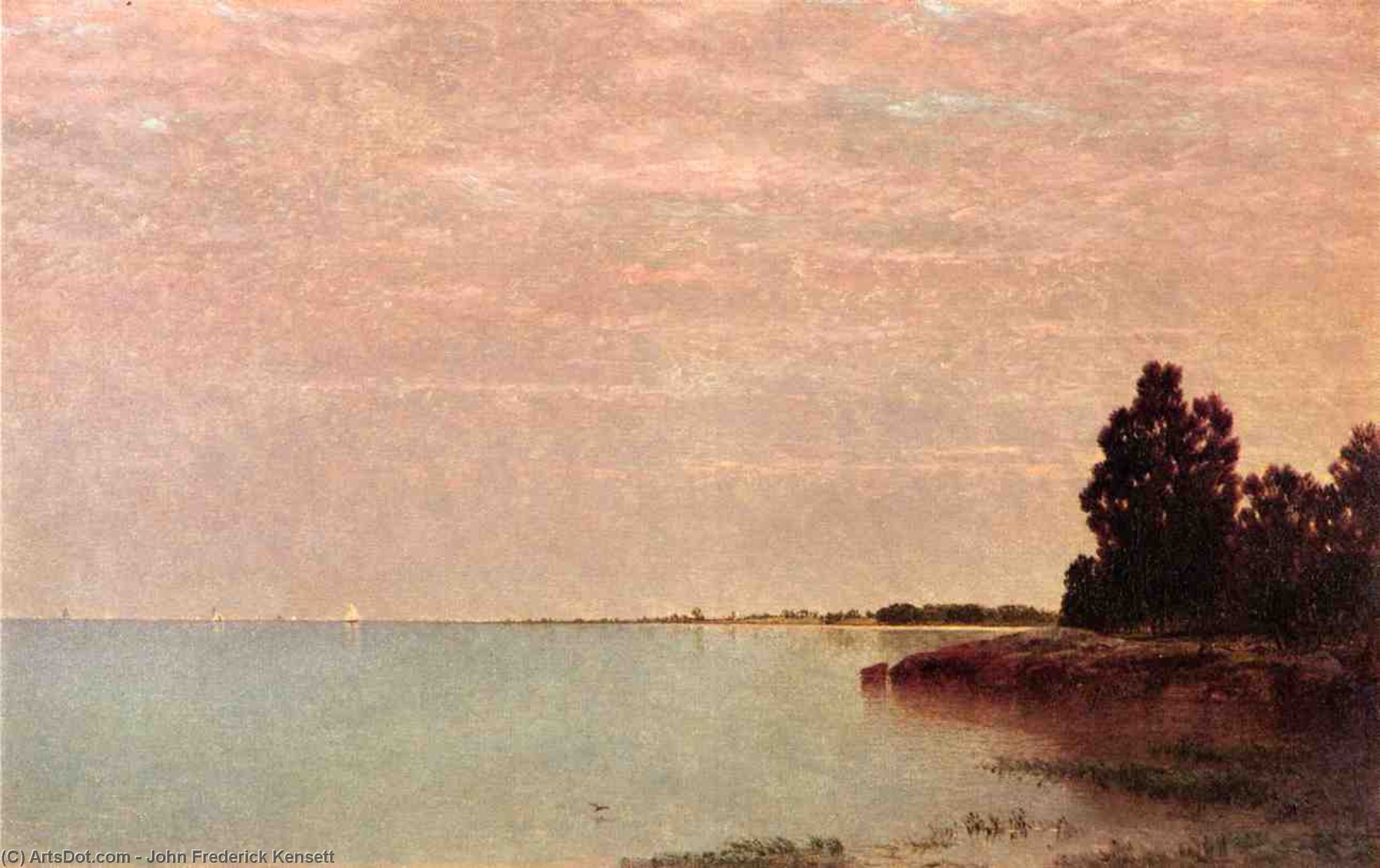 WikiOO.org - Encyclopedia of Fine Arts - Lukisan, Artwork John Frederick Kensett - Long Neck Point from Contentment Island, Darien, Connecticut