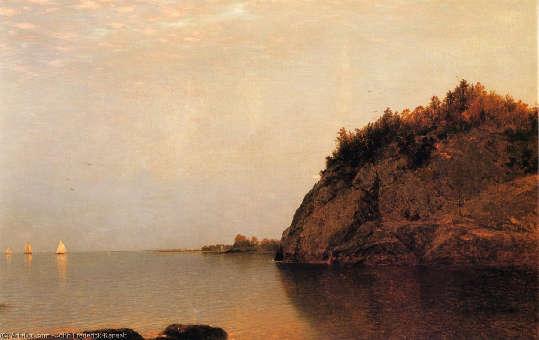 WikiOO.org - Encyclopedia of Fine Arts - Lukisan, Artwork John Frederick Kensett - On the Connecticut Shore