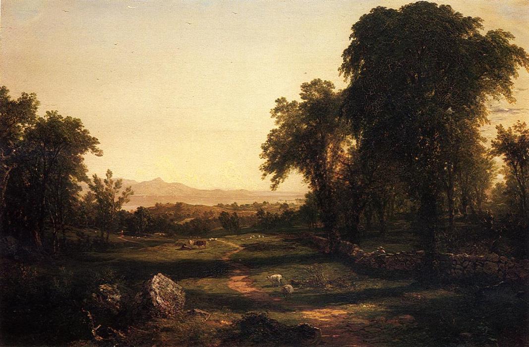 Wikioo.org - The Encyclopedia of Fine Arts - Painting, Artwork by John Frederick Kensett - Path over the Field - A Reccollection of the Hudson