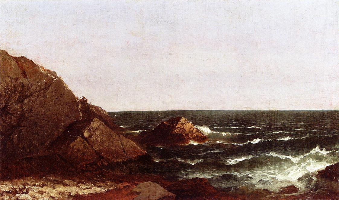 WikiOO.org - Encyclopedia of Fine Arts - Målning, konstverk John Frederick Kensett - Rocks at Newport