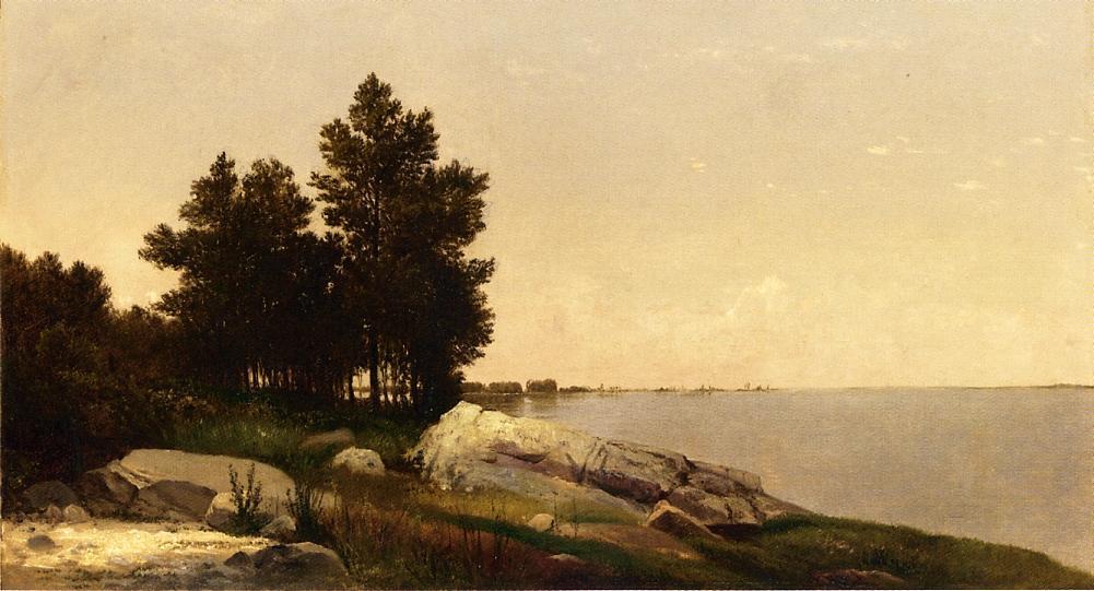 Wikioo.org - The Encyclopedia of Fine Arts - Painting, Artwork by John Frederick Kensett - Study on Long Island Sound at Darien, Connectucut