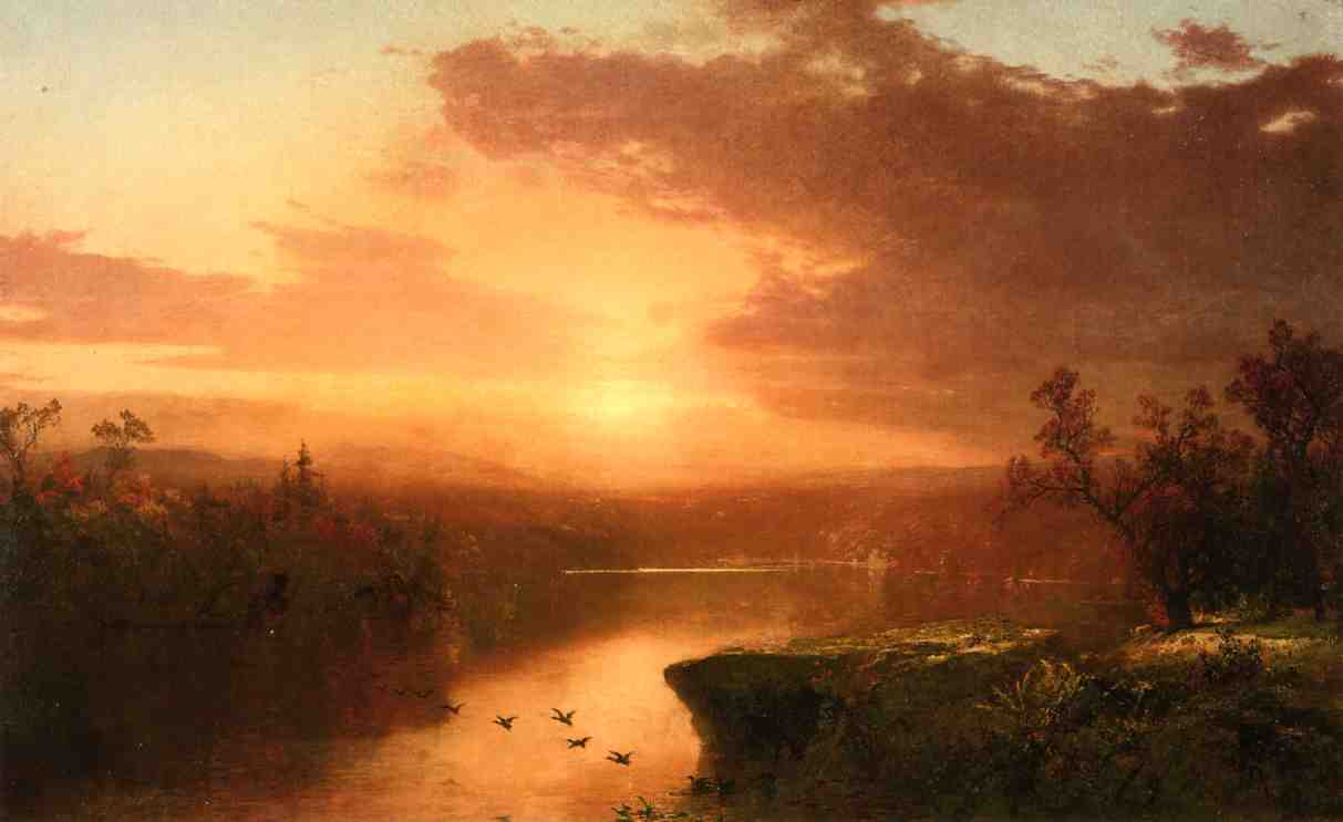 Wikioo.org - The Encyclopedia of Fine Arts - Painting, Artwork by John Frederick Kensett - Sunset over Lake George