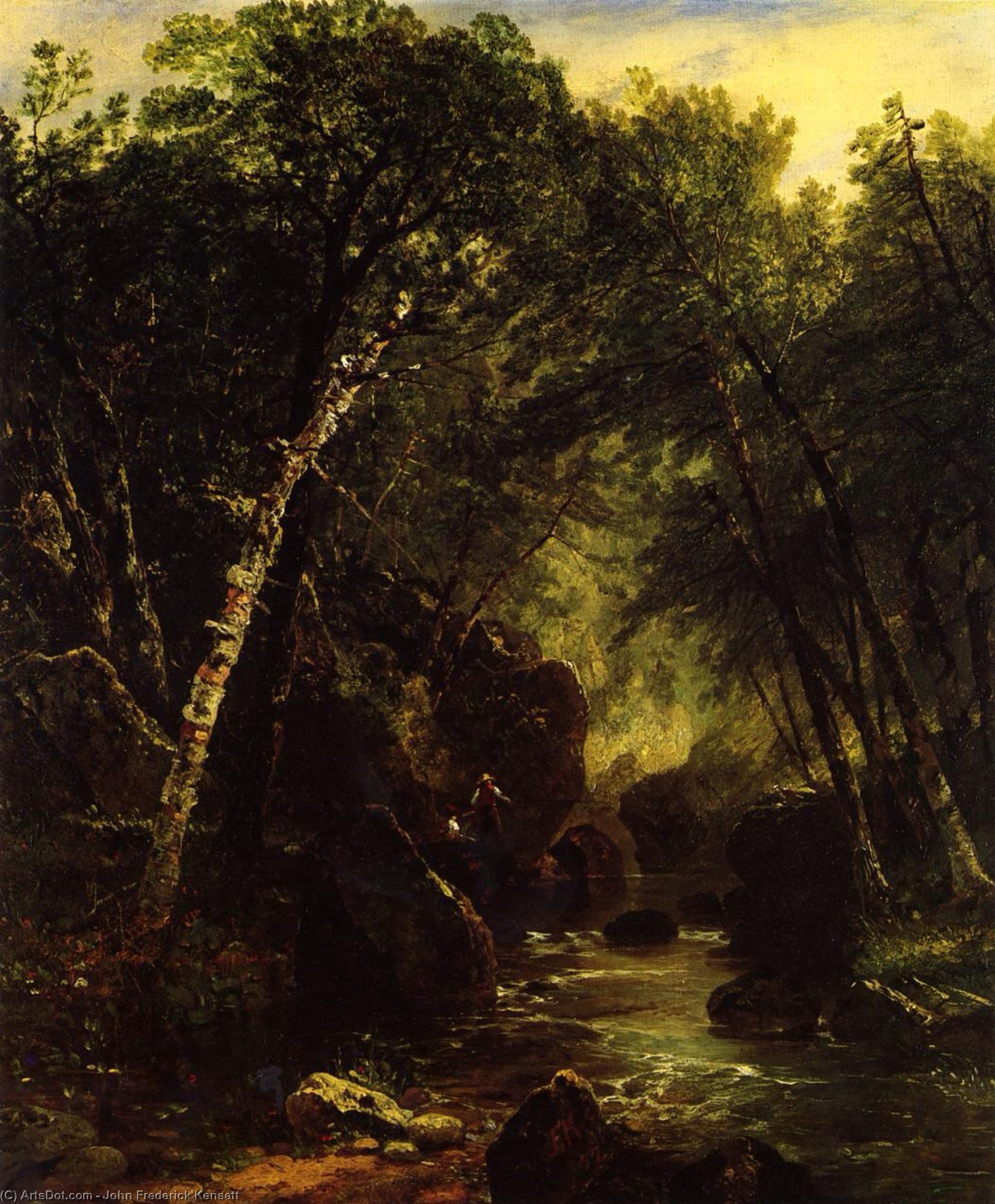 Wikioo.org - The Encyclopedia of Fine Arts - Painting, Artwork by John Frederick Kensett - Trout Fisherman