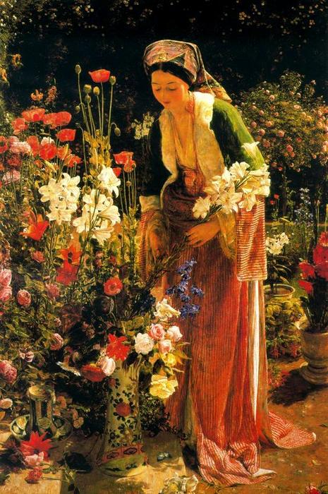 Wikioo.org - The Encyclopedia of Fine Arts - Painting, Artwork by John Frederick Lewis - In the Bey's Garden, Asia Minor