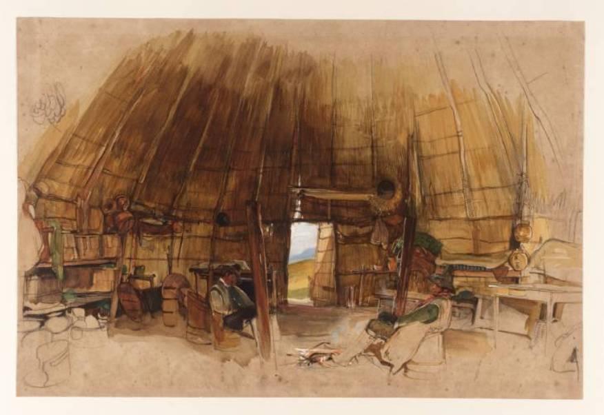 Wikioo.org - The Encyclopedia of Fine Arts - Painting, Artwork by John Frederick Lewis - Interior of a Hut in Italy