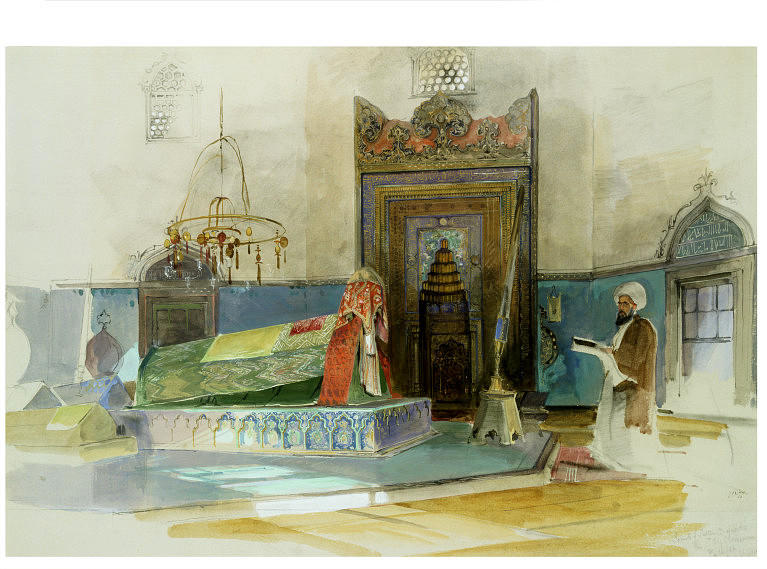 Wikioo.org - The Encyclopedia of Fine Arts - Painting, Artwork by John Frederick Lewis - Interior of the Tomb of Sultan Mehmet I, Bursa