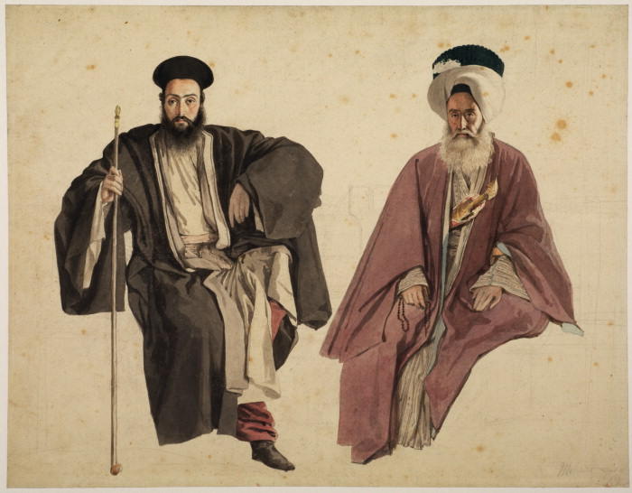 Wikioo.org – L'Enciclopedia delle Belle Arti - Pittura, Opere di John Frederick Lewis - ritratto due seduti `orientals`