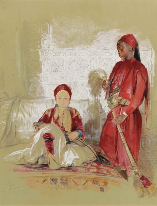 WikiOO.org - Encyclopedia of Fine Arts - Målning, konstverk John Frederick Lewis - Prince Hassan and his Nubian servant