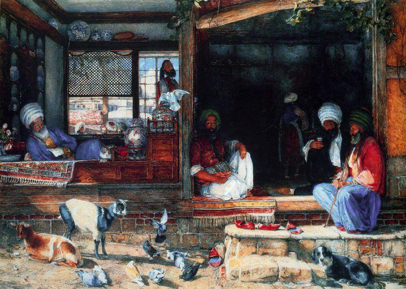 WikiOO.org - Encyclopedia of Fine Arts - Maleri, Artwork John Frederick Lewis - The Kibab Shop, Scutari, Asia Minor