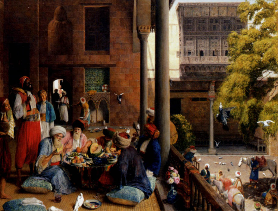 Wikioo.org – L'Enciclopedia delle Belle Arti - Pittura, Opere di John Frederick Lewis - Il pasto di mezzogiorno, Cairo