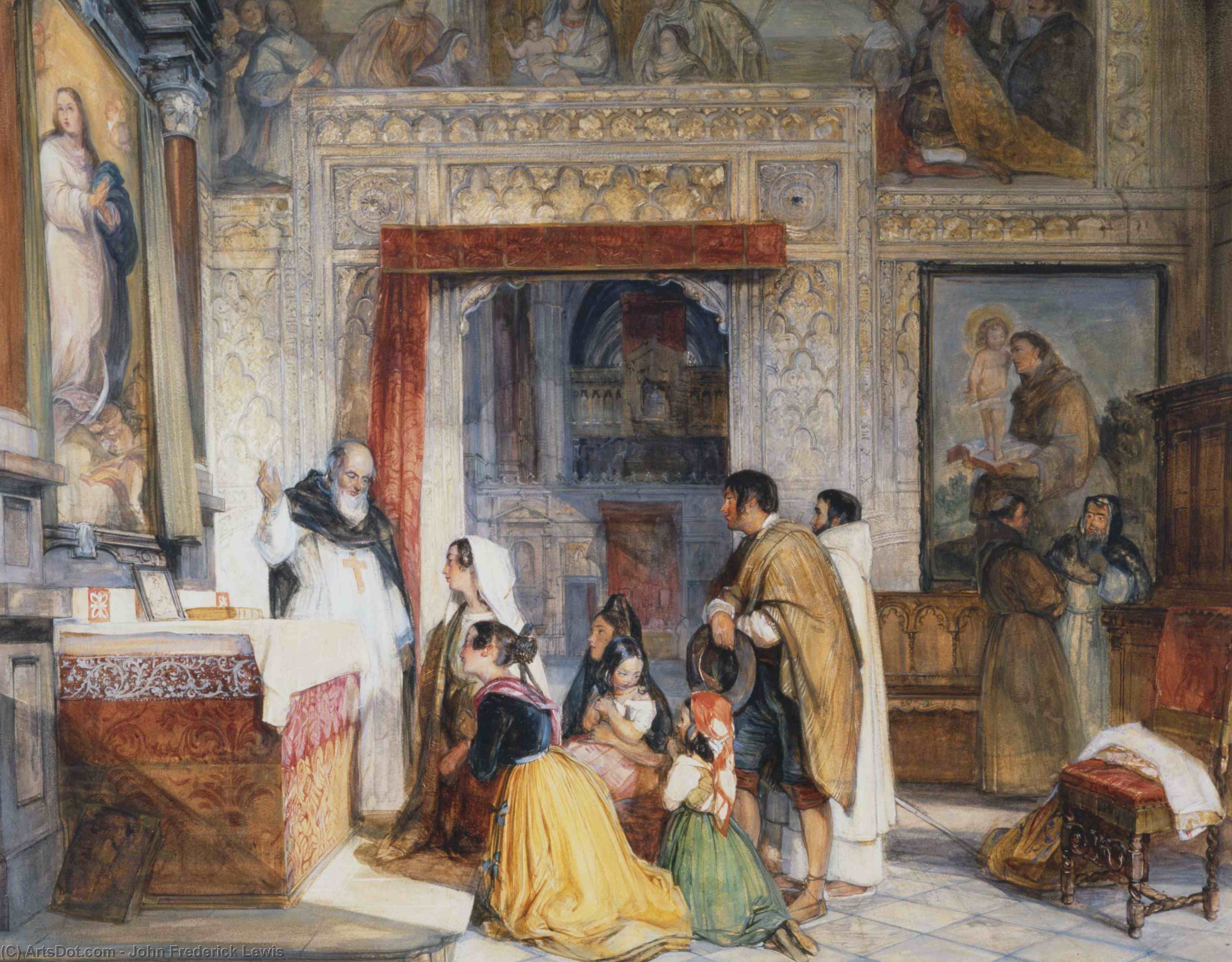 Wikioo.org - The Encyclopedia of Fine Arts - Painting, Artwork by John Frederick Lewis - The Sacristy of Toledo Cathedral