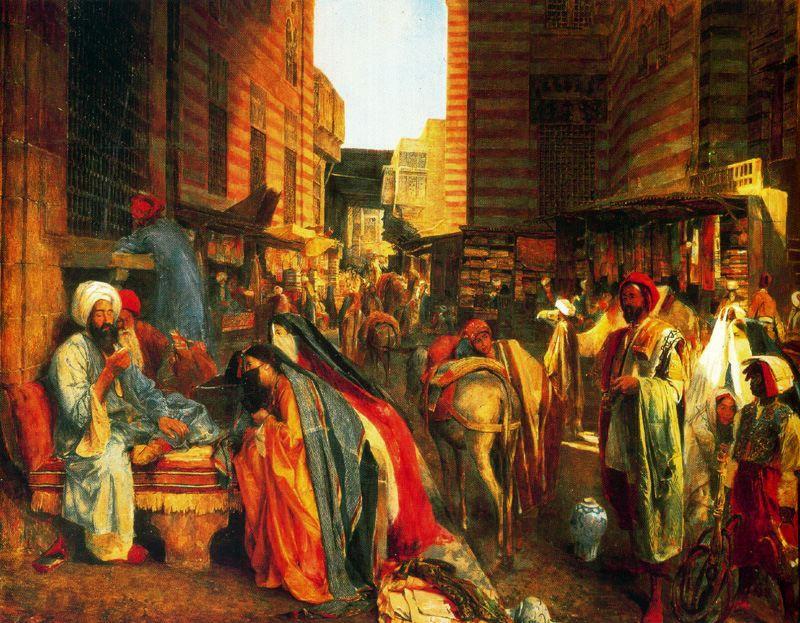 Wikioo.org - สารานุกรมวิจิตรศิลป์ - จิตรกรรม John Frederick Lewis - The Street and Mosque El-Ghouri