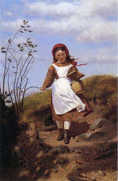 Wikioo.org - The Encyclopedia of Fine Arts - Painting, Artwork by John George Brown - A Breezy Morning
