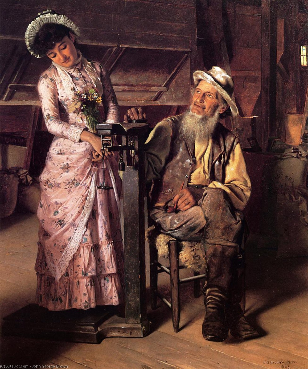 Wikioo.org - The Encyclopedia of Fine Arts - Painting, Artwork by John George Brown - A New Weight