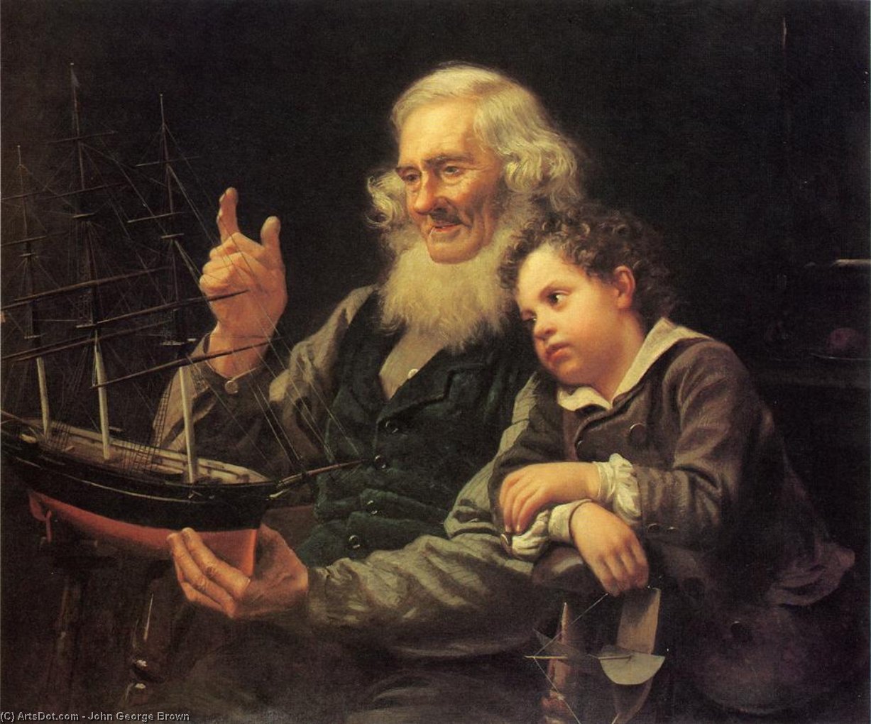 Wikioo.org - The Encyclopedia of Fine Arts - Painting, Artwork by John George Brown - A Story of the Sea