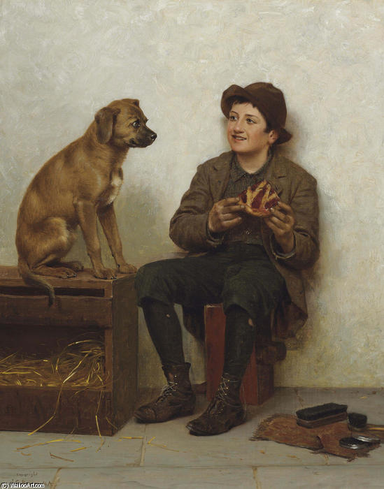 Wikioo.org - The Encyclopedia of Fine Arts - Painting, Artwork by John George Brown - A Taste for Pie