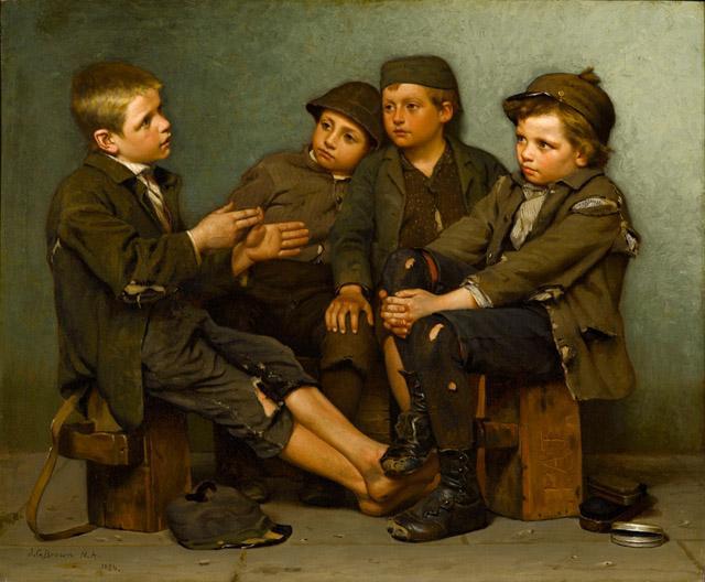 Wikioo.org - The Encyclopedia of Fine Arts - Painting, Artwork by John George Brown - A Tough Story
