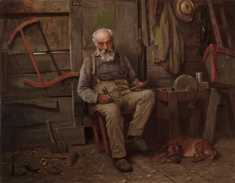 Wikioo.org - The Encyclopedia of Fine Arts - Painting, Artwork by John George Brown - Boat Builder