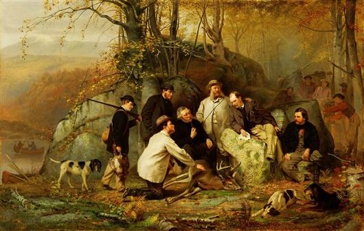 Wikioo.org - The Encyclopedia of Fine Arts - Painting, Artwork by John George Brown - Claiming the Shot. After the Hunt in the Adirondacks