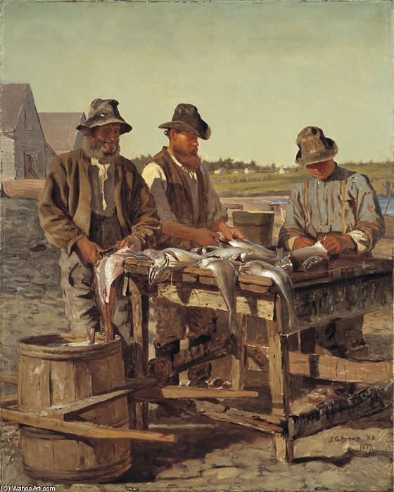 Wikioo.org - The Encyclopedia of Fine Arts - Painting, Artwork by John George Brown - Cleaning fish