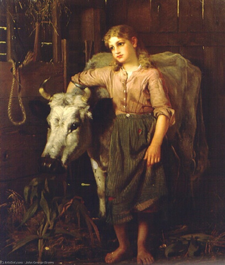 Wikioo.org - สารานุกรมวิจิตรศิลป์ - จิตรกรรม John George Brown - Cowgirl