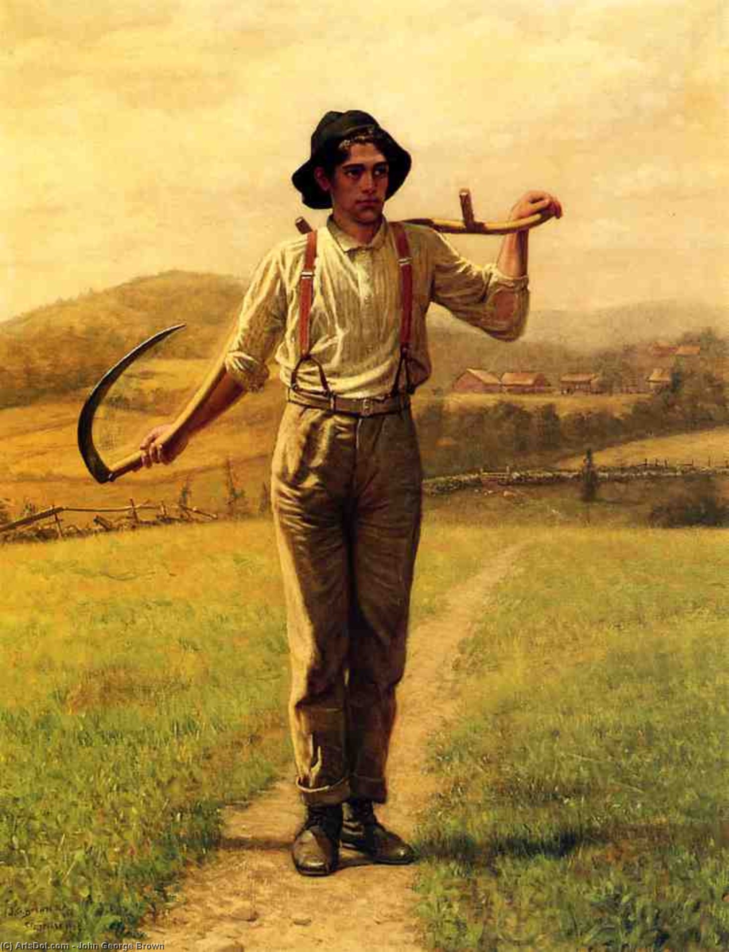 Wikioo.org - The Encyclopedia of Fine Arts - Painting, Artwork by John George Brown - Fieldhand with Sythe