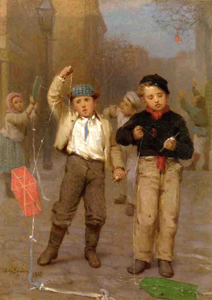 Wikioo.org - The Encyclopedia of Fine Arts - Painting, Artwork by John George Brown - Kite Flyers