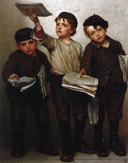 Wikioo.org - The Encyclopedia of Fine Arts - Painting, Artwork by John George Brown - Morning Papers