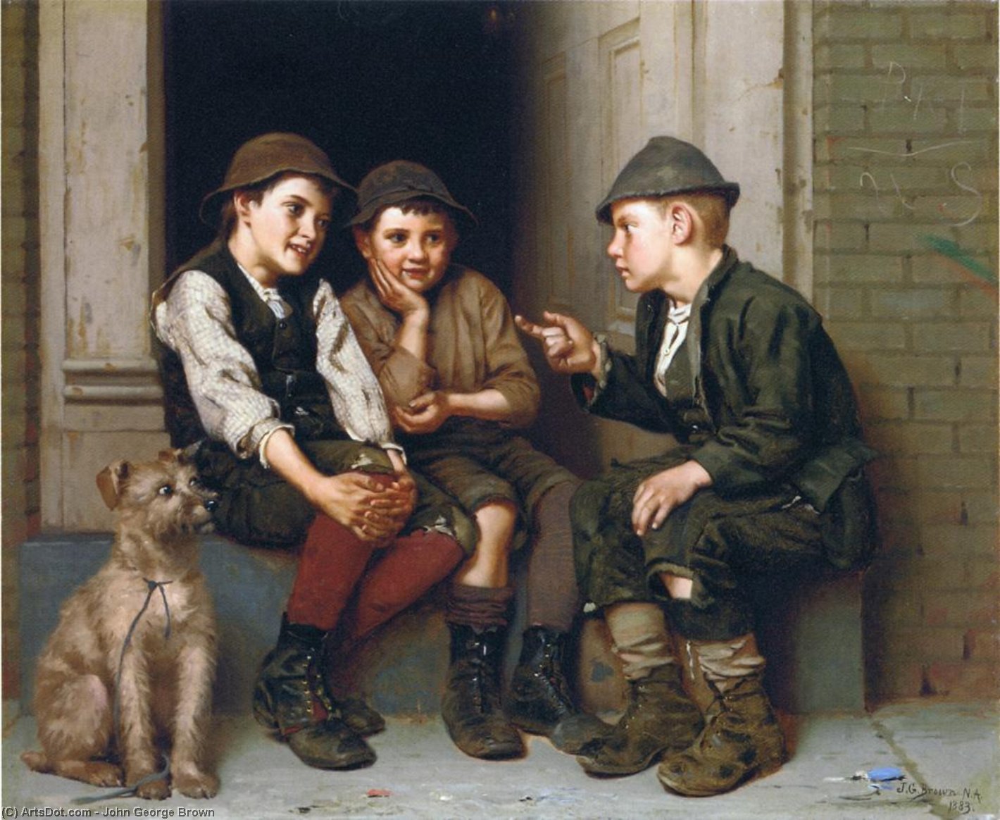 Wikioo.org - The Encyclopedia of Fine Arts - Painting, Artwork by John George Brown - Plotting Mischief