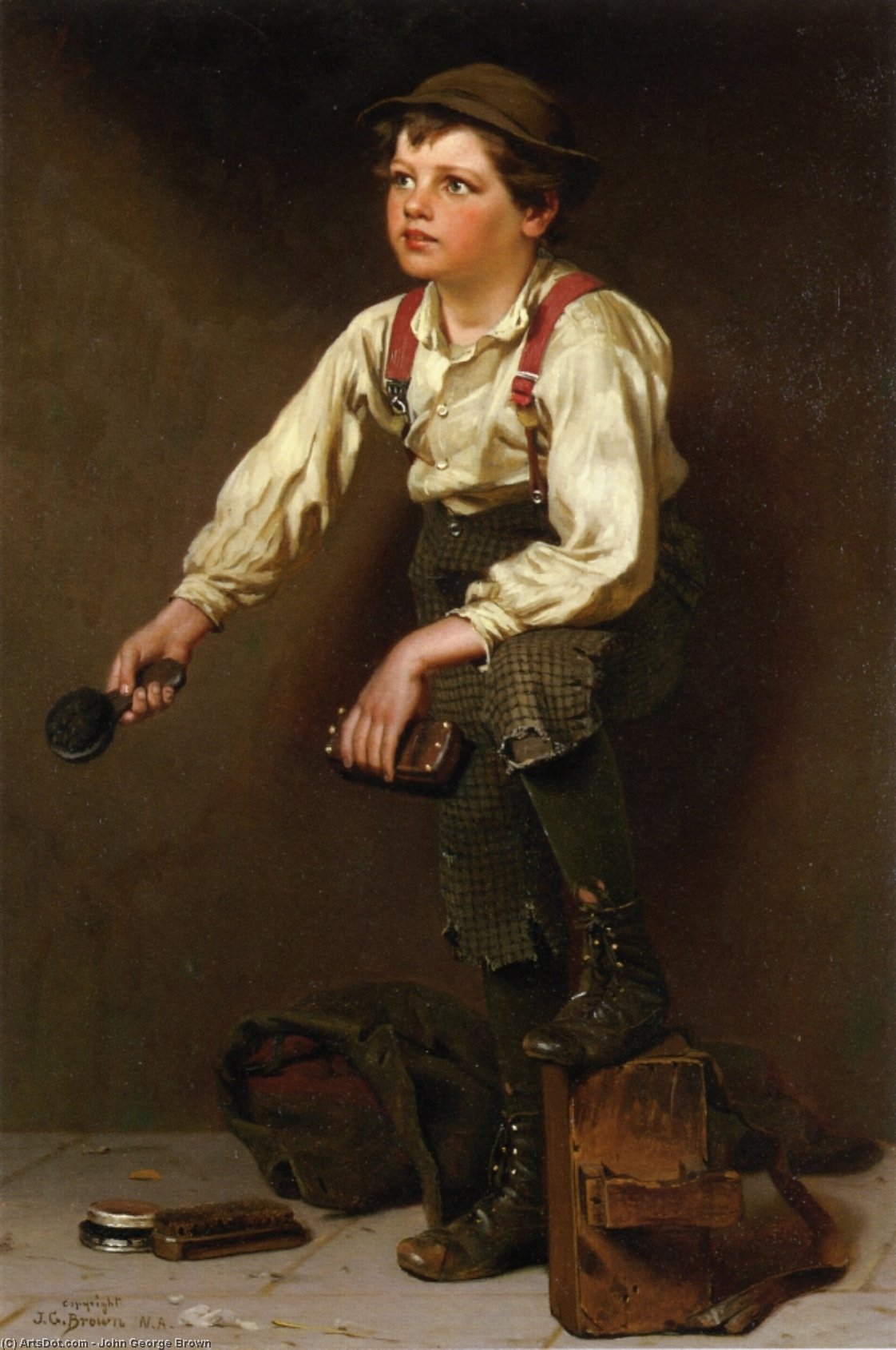 Wikioo.org - Bách khoa toàn thư về mỹ thuật - Vẽ tranh, Tác phẩm nghệ thuật John George Brown - Shoe Shine Boy 1