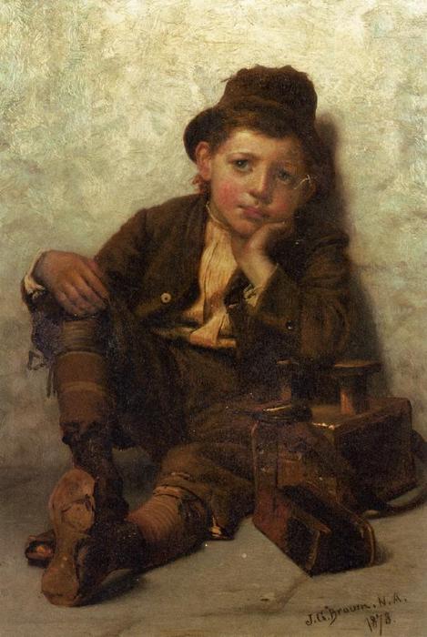 Wikioo.org - The Encyclopedia of Fine Arts - Painting, Artwork by John George Brown - The Little Shoe-Shine Boy