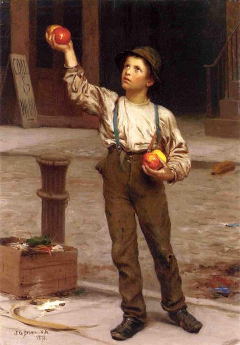 WikiOO.org - 백과 사전 - 회화, 삽화 John George Brown - The Young Apple Salesman