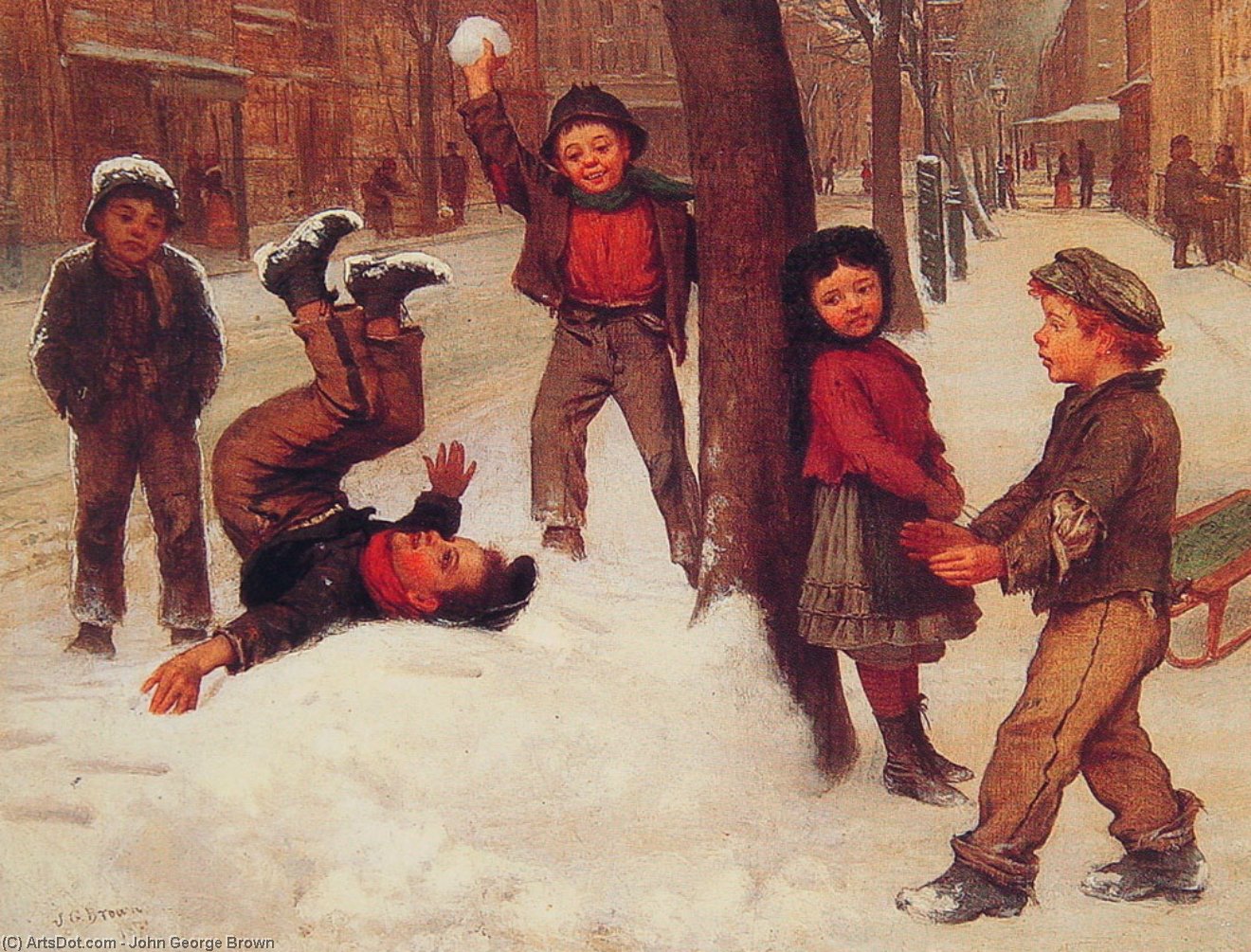 WikiOO.org - Encyclopedia of Fine Arts - Maalaus, taideteos John George Brown - Winter Games