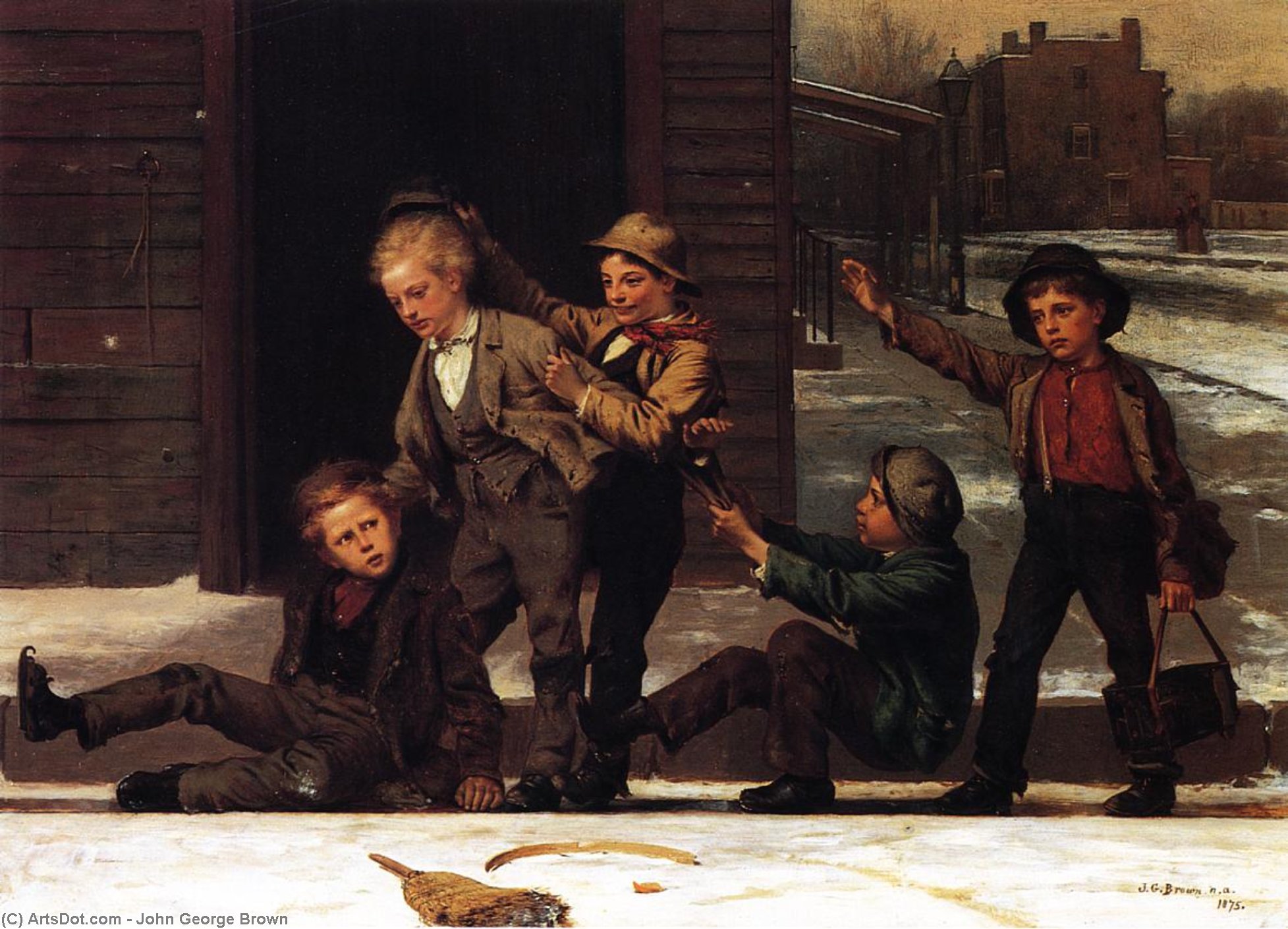 Wikioo.org - The Encyclopedia of Fine Arts - Painting, Artwork by John George Brown - Winter Sports in the Gutter