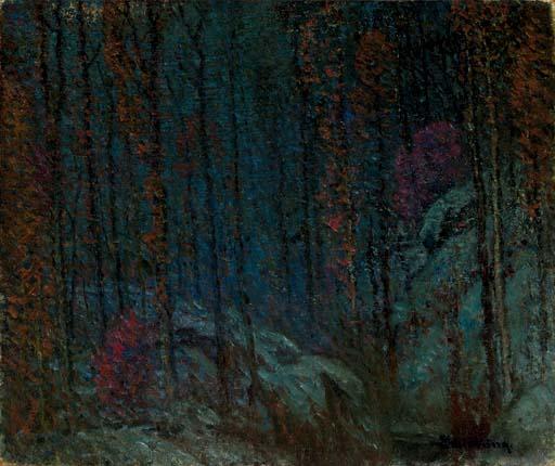 Wikioo.org - The Encyclopedia of Fine Arts - Painting, Artwork by John Joseph Enneking - Dark Mood in the Woods