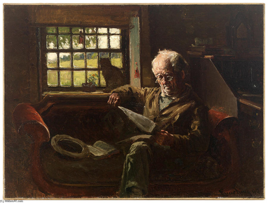 WikiOO.org - Encyclopedia of Fine Arts - Maalaus, taideteos John Joseph Enneking - Interior with Figure