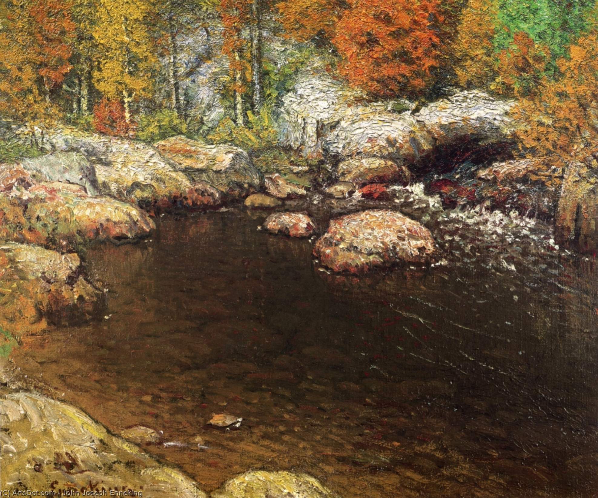 WikiOO.org - Encyclopedia of Fine Arts - Schilderen, Artwork John Joseph Enneking - Rocky Pool