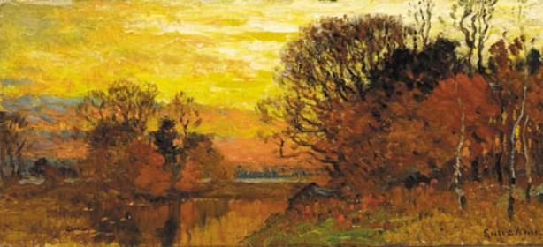 WikiOO.org - Encyclopedia of Fine Arts - Maleri, Artwork John Joseph Enneking - Sunset Afterglow