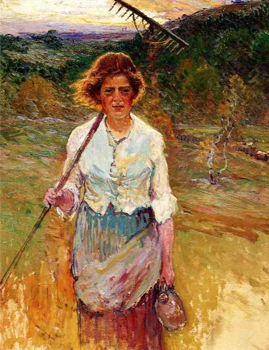 Wikioo.org - The Encyclopedia of Fine Arts - Painting, Artwork by John Joseph Enneking - Woman with a Rake