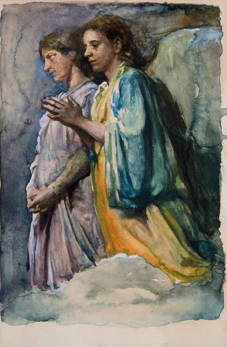 Wikioo.org - The Encyclopedia of Fine Arts - Painting, Artwork by John La Farge - Adoring Angels